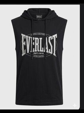 Everlast Black Sleeveless Hoodie Tank with White Logo Large